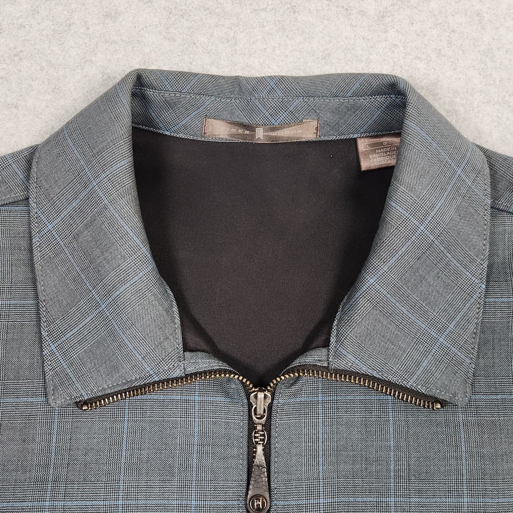 Vintage Tiger Woods Jacket Mens Large Blue Window Pane Plaid Nike Golf Full Zip - Picture 4 of 14